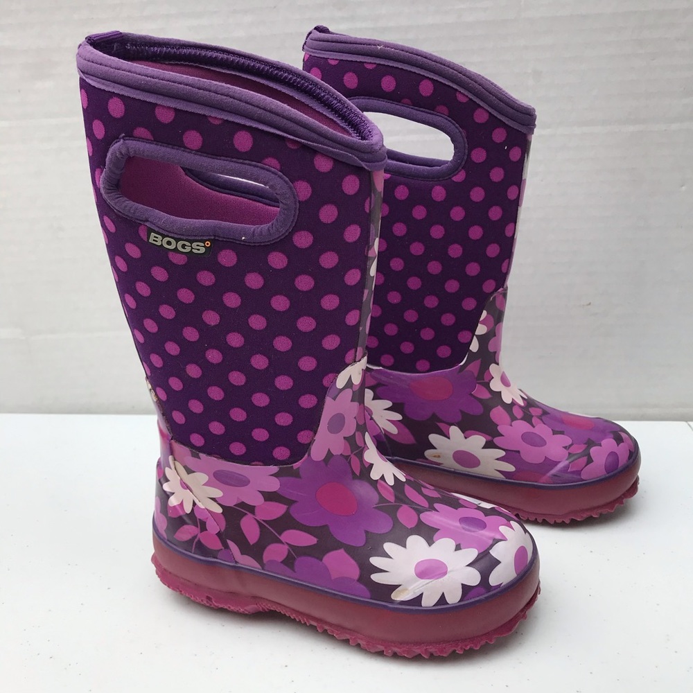 BOGS purple flower dots boot girl toddler size 11